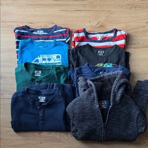 The Children's Place Long Sleeve Shirt Bundle - Blue, Red, Green, Black - 4T